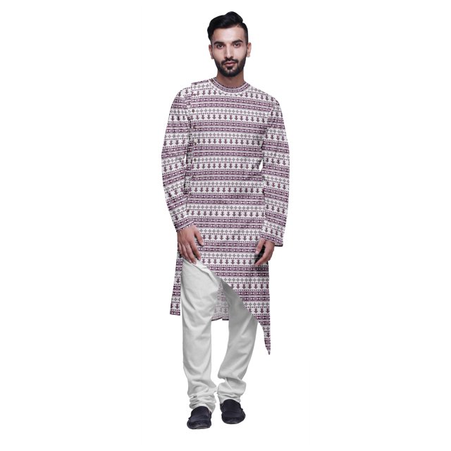 Atasi Printed Casual Asymmetric Kurta Set For Men Designer Long Kurta For Boys