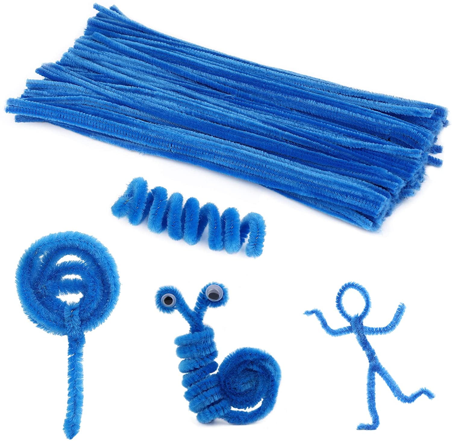 Blue Squid Pipe Cleaners Craft Chenille Stems - Chenille Cleaners, Pipe Cleaners, DIY Art & Craft Projects, Kids Fuzzy Sticks Crafts, Extra Long