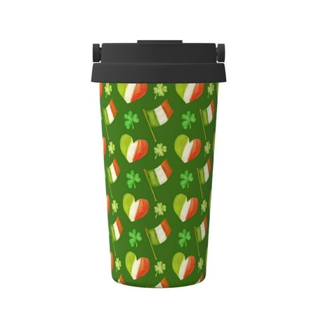 

Salouo Happy St. Patrick s Day Print Coffee Travel Mug Spill Proof with Lid-Stainless Steel Vacuum Insulated Tumbler - Thermos Cup for Keep Hot/Ice Coffee Tea and Beer