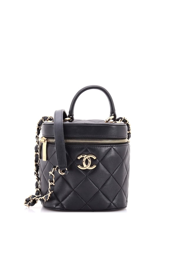 Pre-Owned Trendy CC Top Handle Vanity Case Quilted Lambskin Small By Rebag