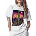 thumbnail image 1 of Cactus T Shirts for Women, Sunset Desert Crew Neck Tee Womens Tops Mountain West Short Sleeve Soft Cotton Undershirt, 1 of 6
