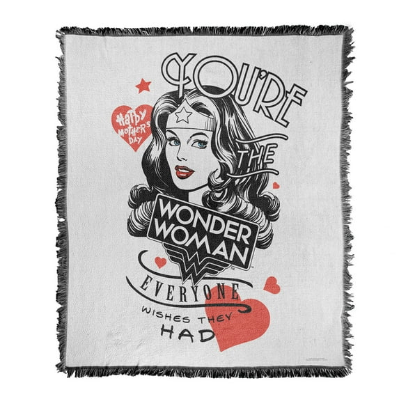Justice League Blanket, 50"x60" You're The Wonder Woman Everyone Wishes They Had Woven Tapestry Cotton Blend Fringed Throw Blanket