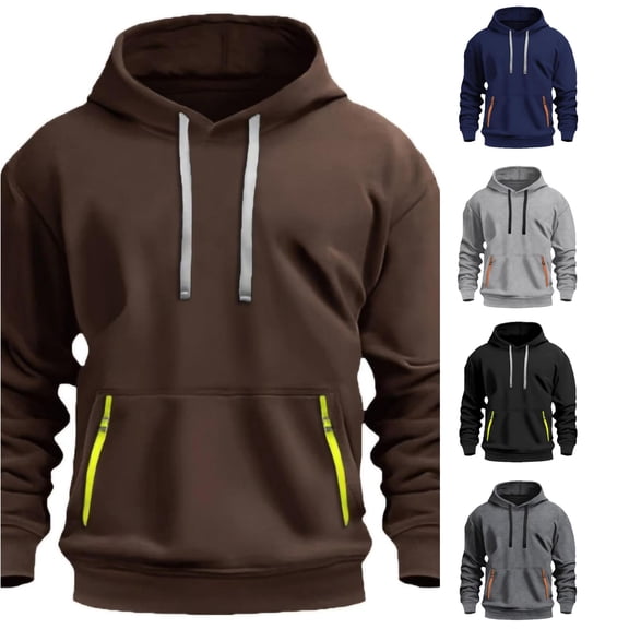 HAYIMI Men Hoodie Soft Comfortable Lined Sweatshirt Casual Warm Zip Up Jacket For Outdoor Sports And Daily Wear Long Sleeve Oversized Solid Color Fashionable Tops Streetwear