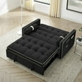 thumbnail image 3 of Aukfa Pull Out Sofa Bed, Tufted Convertible Sleeper Sofa Futon Sofa for Home Office, Velvet, Black, 3 of 10