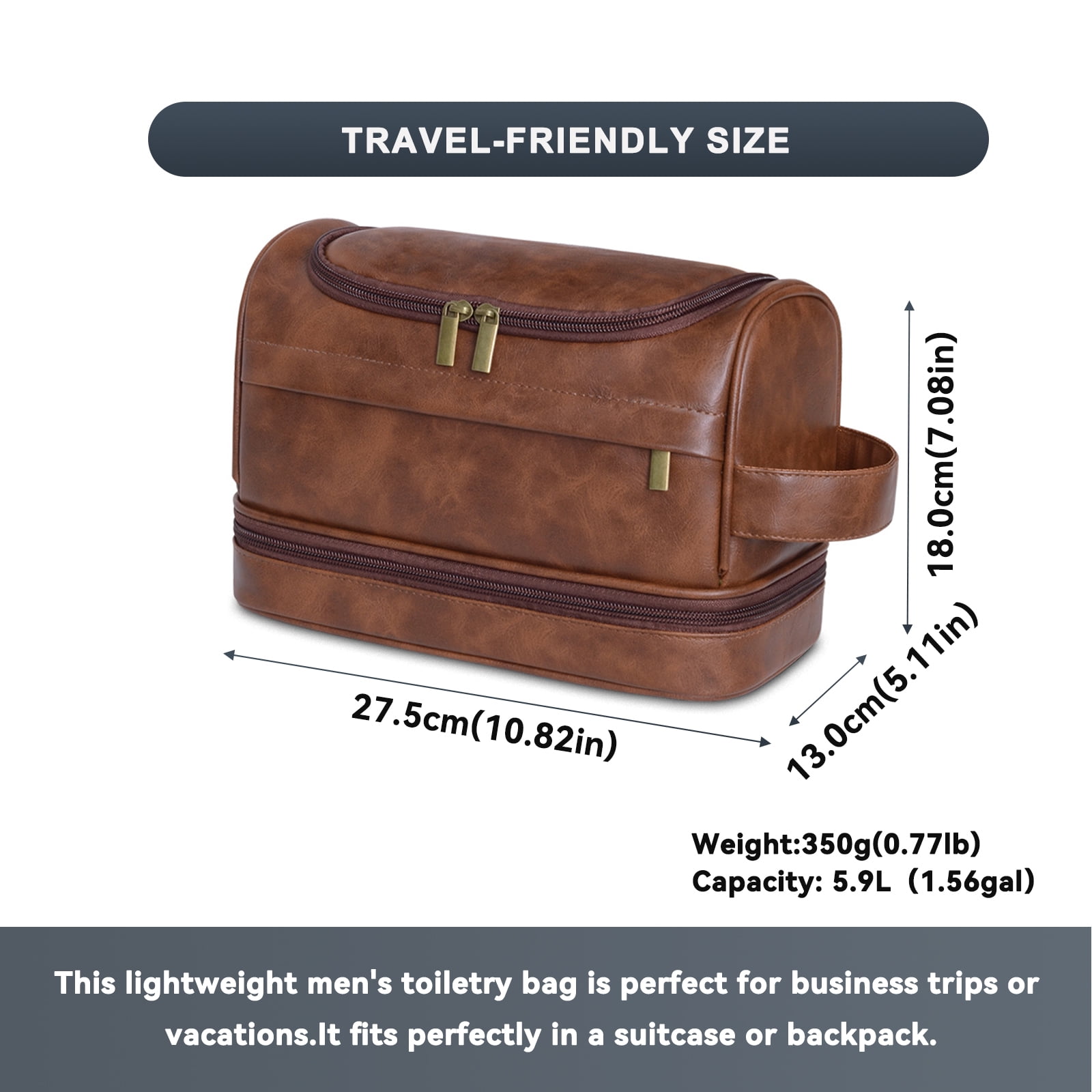 Toiletry Bag for Men, Large Leather Travel Pouch Bag with Hanging hook,Travel Essentials Dopp kit, Men's Shaving Grooming Kit,Gifts for Father, Dad, Boyfriend, Grandpa, Shaving Kit