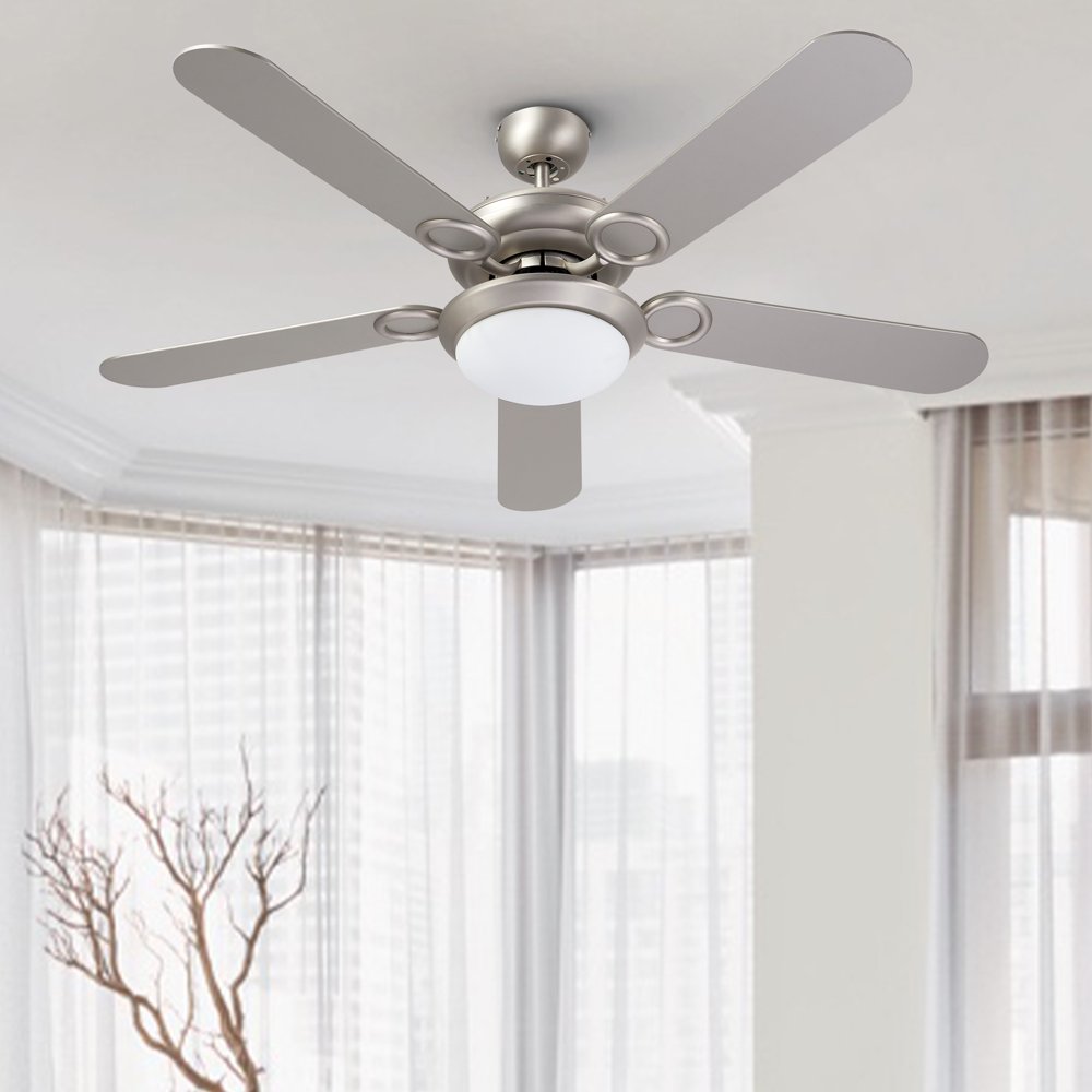 52" 5 Blade Ceiling Fan with Remote Control, Pull Chains, LED Lights