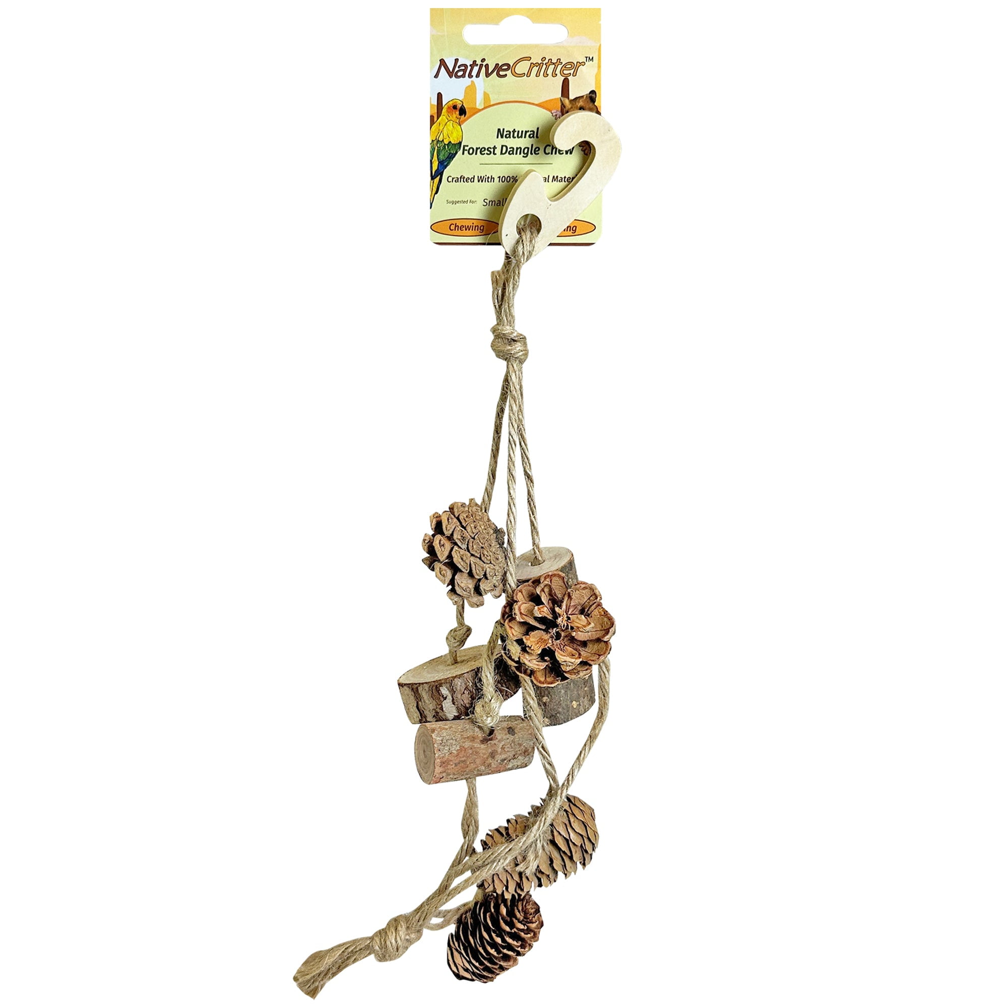 NativeCritter Natural Pinecone & Wood Hanging Chew for Hamsters, Gerbils, Rabbits, Guinea pigs, Prairie Dogs, Chinchillas, Degus, Squirrels, Rats and other chewing small animals