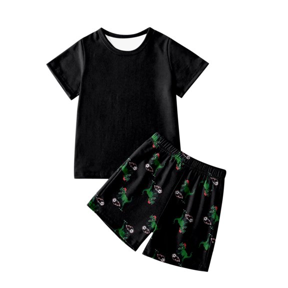 BOOMNY Child Boys Pajamas Sets 2 Peice Dinosaur Graphic Short Sleeve Sleepwear Tops Shorts Pjs Set for Kids Cozy Loungewear Homewear
