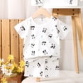 thumbnail image 2 of NIEWTR Baby Kids Summer Set 2PCs Short Sleeve Crewneck Tee + Elastic Shorts Breathable Pajamas Gift Set for 0 3 6 9 12 18 Months Toddler Outfit Set(A-Black,3-4 Years), 2 of 4