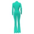 thumbnail image 6 of Girl Autumn Ladies Office Rompers Flare Pants Zipper Long Sleeve Turndown Collar Plus Size Jumpsuit, 6 of 6