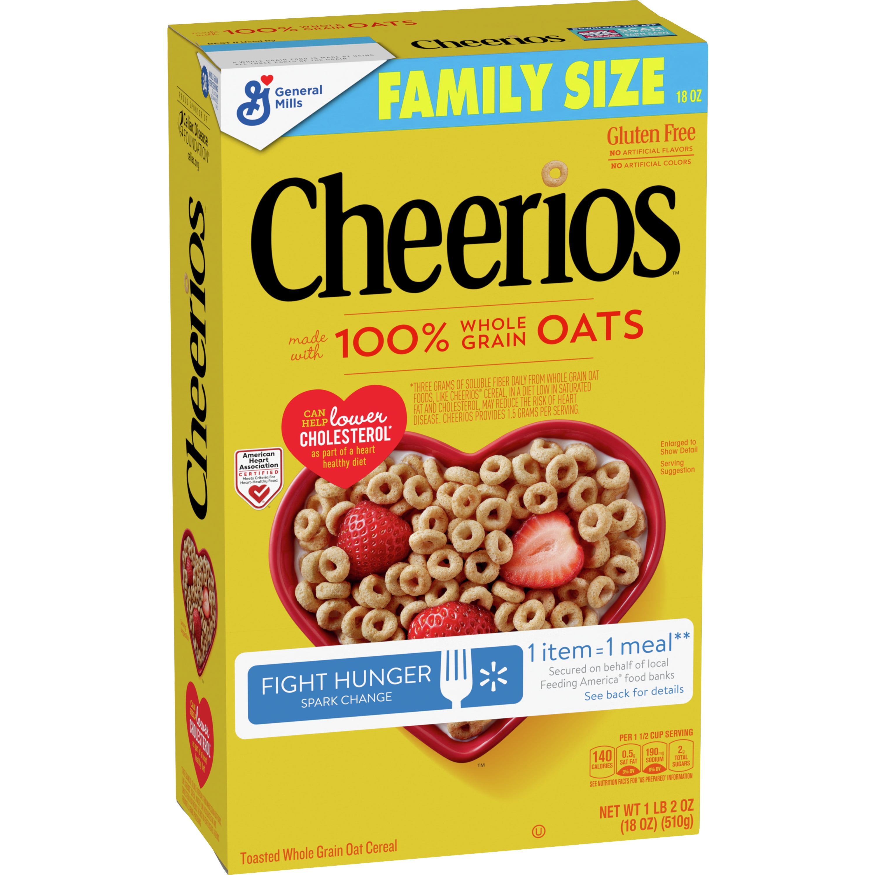 Original Cheerios Heart Healthy Cereal, 18 OZ Family Size Cereal Box