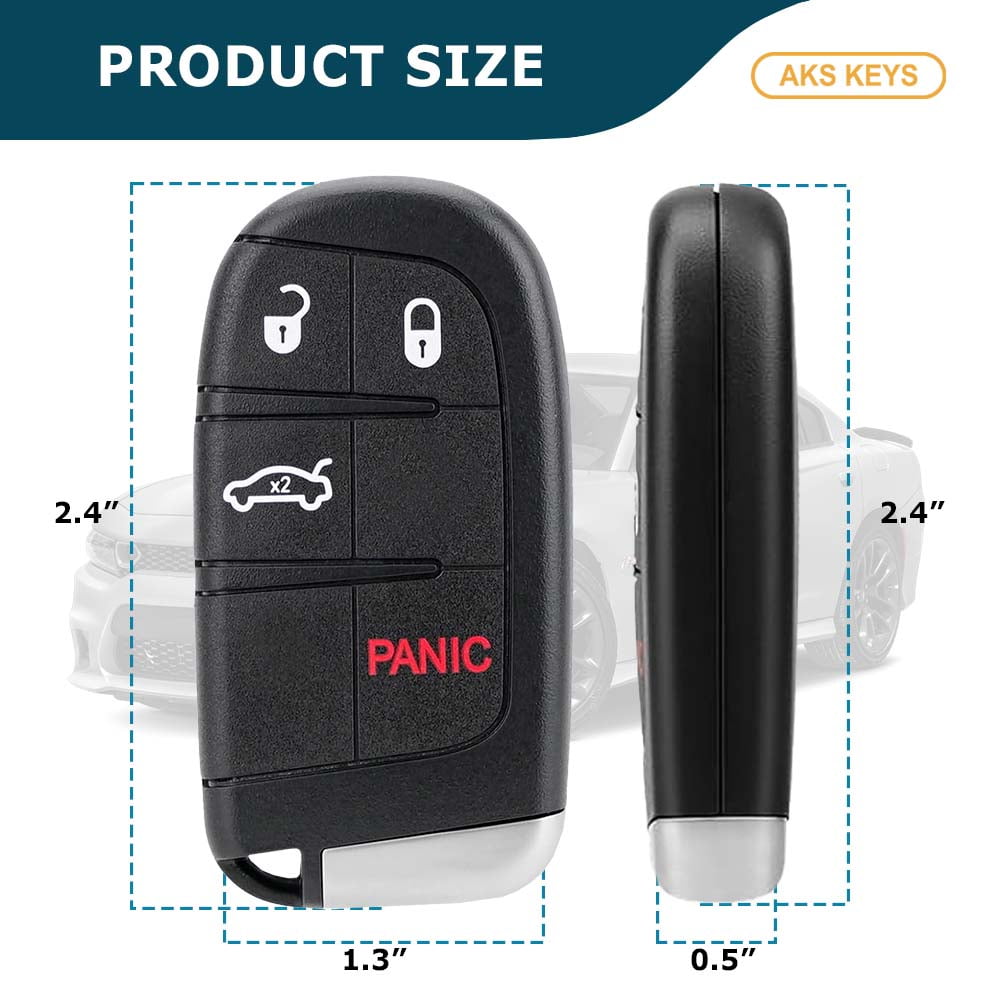 AKS KEYS Replacement Fit for Dodge Chrysler 2011-2018 Smart Prox Key Fob 4B M3N-40821302 (2 Pack)