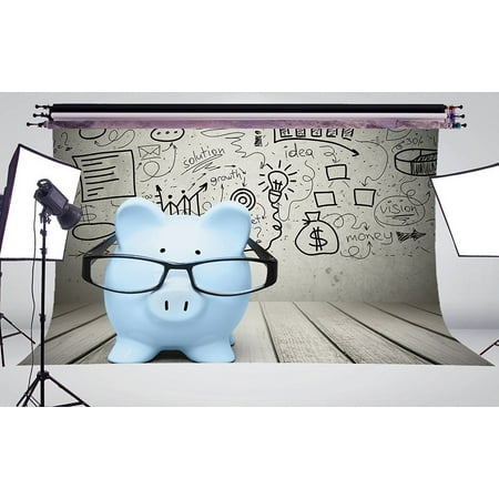 Image of GreenDecor 7x5ft Cute Little Pig Piggy Bank Photo Background Photography Backdrop Studio Props