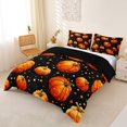 thumbnail image 2 of Homewish Simple Halloween Pumpkin Duvet Cover Queen,Dot Speckle Pattern Queen Bedding,Black Orange,Black Reversible,3-Piece,1 Duvet Cover and 2 Pillowcases, 2 of 6