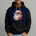 thumbnail image 4 of Men Hooded Sweatshirt Long Sleeve Pullover Santa Claus Graphic Print Casual Loose Fit Kangaroo Pocket Drawstring Design Black L, 4 of 5