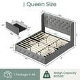 thumbnail image 4 of Breltam Queen Size Bed Frame with 4 Storage Drawers, Wingback Tufted Headboard, LED Lights, Light Grey Velvet Upholstered Platform Bed, No Box Spring Needed, 4 of 8