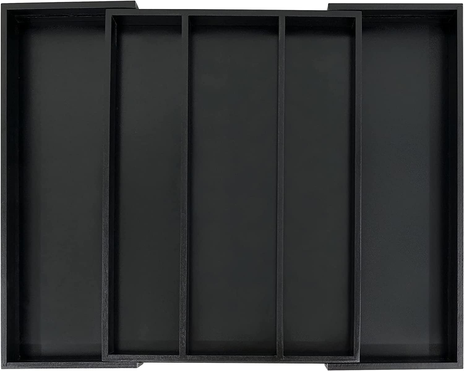 Utoplike Bamboo Expandable Kitchen Drawer Organizer, Adjustable Black Utensil Holder and Cutlery Tray Organiser, Drawer Divider for Silverware, Flatware, Knives in Kitchen, Bedroom, Living Room