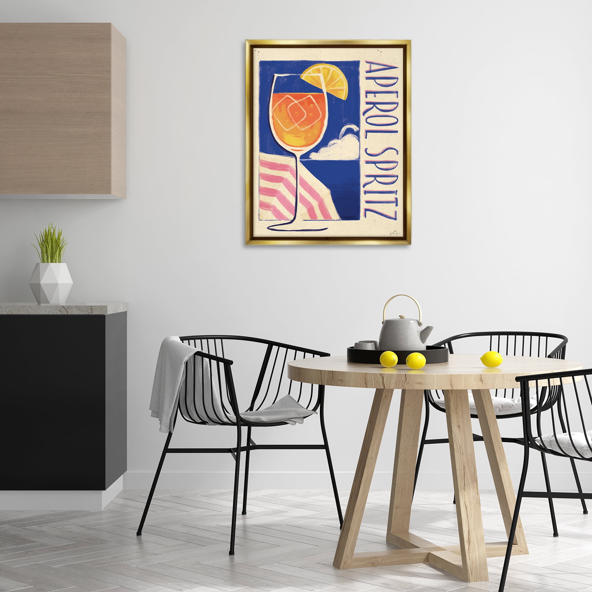Stupell Industries Retro Aperol Spritz Food & Beverage Painting Gold Floater Framed Canvas Art Print Wall Art, 25 x 31