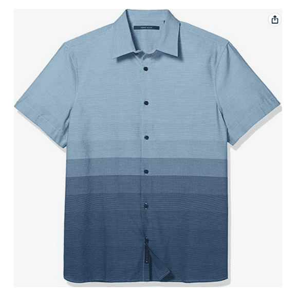 Perry Ellis Men's Ombre Engineered Stripe Shirt, Dark Sapphire,M