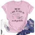 thumbnail image 4 of Tittly T Shirts for Women Graphic Tees Women's Fashion Casual Cheese Bread Print Round Neck Short Sleeve T Shirt Tshirts Shirts Womens Tops Pink S, 4 of 4