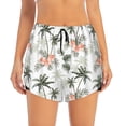 thumbnail image 2 of Xecao's Vintage Palm Trees for a double-layer running short for women, perfect for gym, tennis, and more, featuring a convenient pocket., 2 of 9