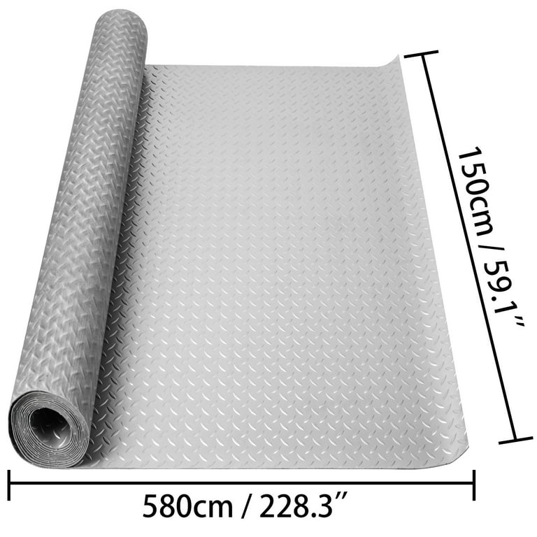 VEVORbrand 4.9x19ft Garage Flooring Cover Mat, Vinyl Diamond Floor  Anti-slip Covering Gym Flooring Mat, Silver 