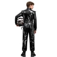 thumbnail image 2 of Raenseen Kids Boys Metallic Racing Jumpsuit Racing Suit Race Car Driver Moto Gear Jersey Set Black 8, 2 of 6