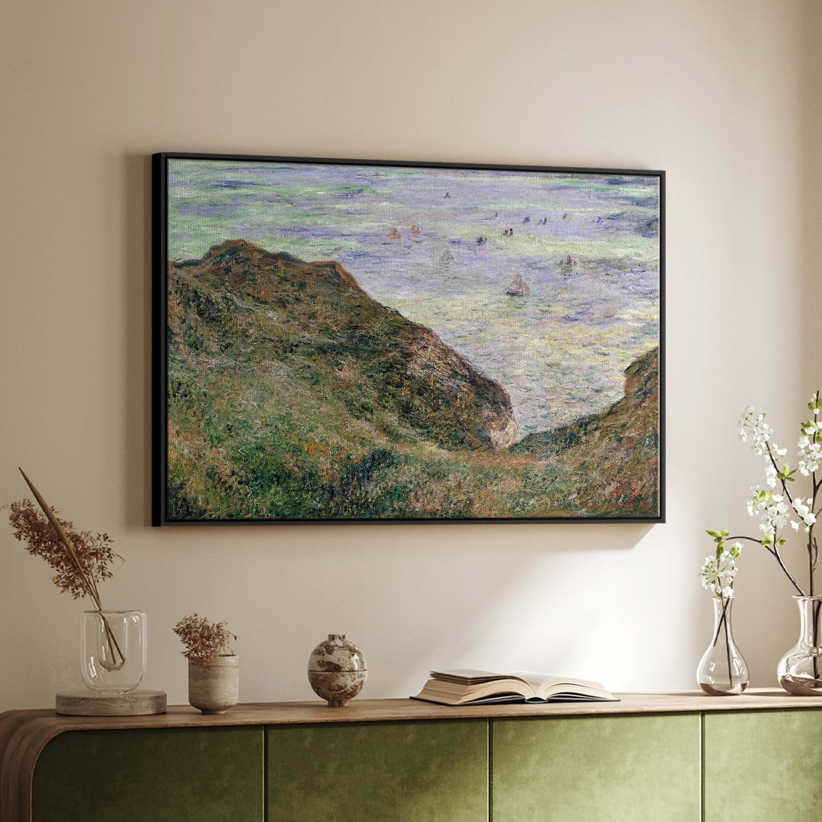 Vintage Landscape-CLI By Wexford Home Framed in Black Wood Gallery Wrapped Canvas 25 in. x 37 in.