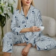 thumbnail image 6 of Yiaed Shells And Sand Print Pajamas Women's Long Sleeve Sleepwear Soft Button Down Loungewear Pjs Lounge Set Nightwear Womens Pajama Pants-X-Large, 6 of 7