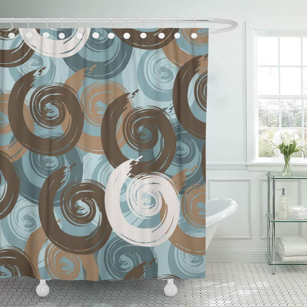 Carnation EZ-ON® "Beacon Hill" Polyester Shower Curtain in Chocolate on Spa Blue 