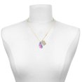 thumbnail image 2 of Delight Jewelry Silver-tone Large Translucent Hot Pink & Blue Flying Butterfly - Large Goldtone Crystal Initial - B - Charm Necklace, 17.5"+2", 2 of 4