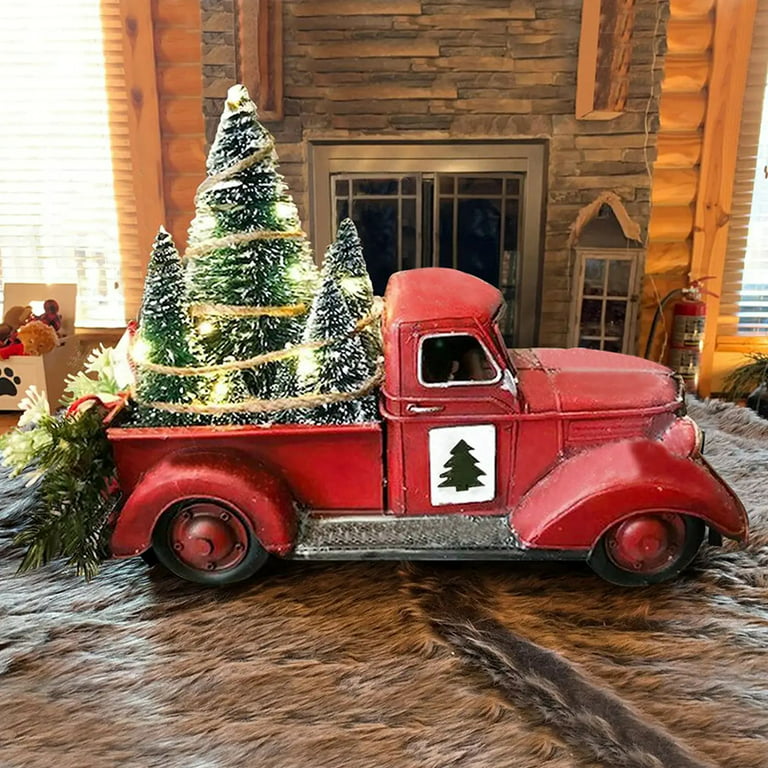 Christmas Red Farm Truck, Christmas Centerpiece, Red Truck Decor ...