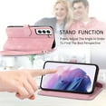 thumbnail image 6 of SaniMore Case for Samsung Galaxy S22 Plus 6.6" 2022, PU Leather Zipper Wallet Detachable Lanyard Retro Embossed Flower Crad Slots Flip Kickstand Full Body Protective Drop-proof Case, Pink, 6 of 15