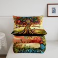 thumbnail image 5 of Homewish Colorful Nature Tree Full Size Comforter Sets,Romantic Butterflies Floral Bedding Comforter Set,Yellow Green,Black Reversible,3-Piece,1 Comforter and 2 Pillowcases, 5 of 7