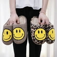 thumbnail image 3 of Patrok Smiley Face Slippers, Adult & Child, Slides, Slip Resistant, Slide-On House Shoes, Cheetah (US Womens 8 / Mens 6.5), 3 of 6
