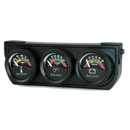 AutoMeter 2391 Autogage Electric Mini Oil/Volt/Water Gauge Black Console