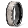 thumbnail image 2 of Black Ceramic 8mm Comfort Fit Ring w/Hammered Tungsten Carbide Inlay, Size 13, 2 of 7