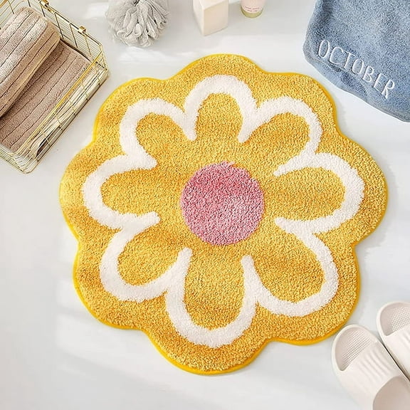 SKYCARPER Multicolor Polyester Microfiber Bath Rug, Machine Washable