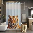 thumbnail image 5 of No Hook Shower Curtains with Detachable Snap-in Liner Set, Blue Tiger Waterproof Hotel Style Bathroom Shower Curtain, Funny Animals Modern Art Breathable Mesh Top Window Bath Curtains 36''x72'', 5 of 9