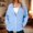 Sky Blue women fleece jacket a1, variant on Women's Fleece Jackets Long Sleeve Zipper Collared Warm Loose Fit Casual Blazers for Fall Winter, Sky Blue 2XL
