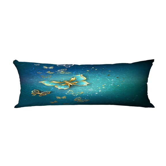 ABPHQTO Luxury Gold Butterflies Blue Textural Body Pillow Covers Pillow Case Protector Pillowcase 20x60 Inch