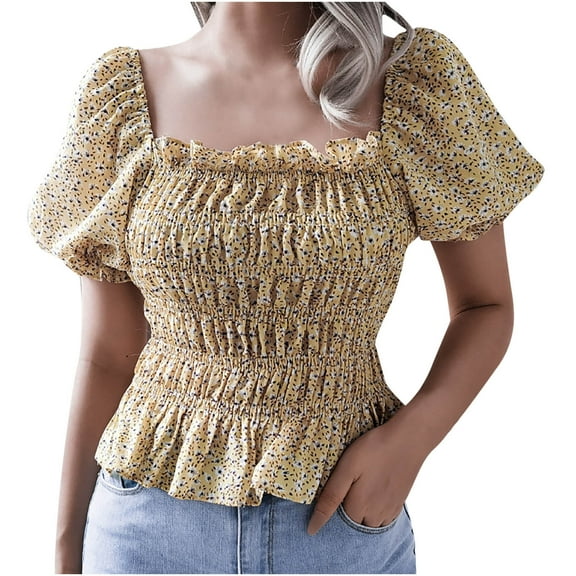 Aoochasliy Blouses for Women Fashion Women Autumn And Winter O-neck Waist Floral Pleated Tops