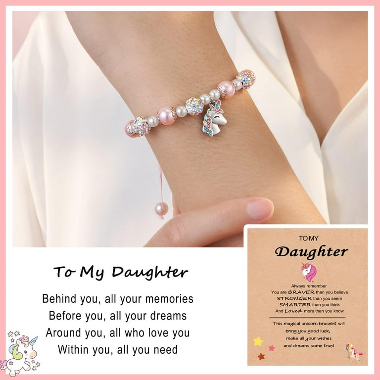 Daughter Gift from Mom, Unicorns Jewelry Gifts for Little Girls Jewelry Ages 6-8 8-12 10-12 Year Old Girl Gifts Girls' Christmas Easter Kindergarten