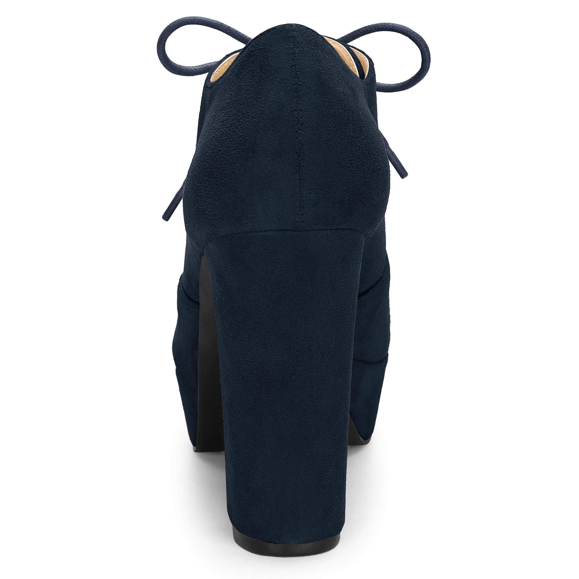 DARING DIVA Chunky Heels Round Toe Lace Up Ankle Booties Navy Blue 9