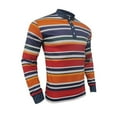 thumbnail image 7 of WTOBBY Men's Fashion Casual Long Sleeve Shirt with Striped V-Neck Design, Colorful Blouse Style Top for Versatile and Layered Outfits,Red XL, 7 of 7