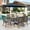 Navy Blue, variant on MF Studio 8-Piece Outdoor Patio Dining Set with 13ft Blue Umbrella, 59" Metal Patio Table and Textilene Chairs for 6 People, Black & Brown-gray