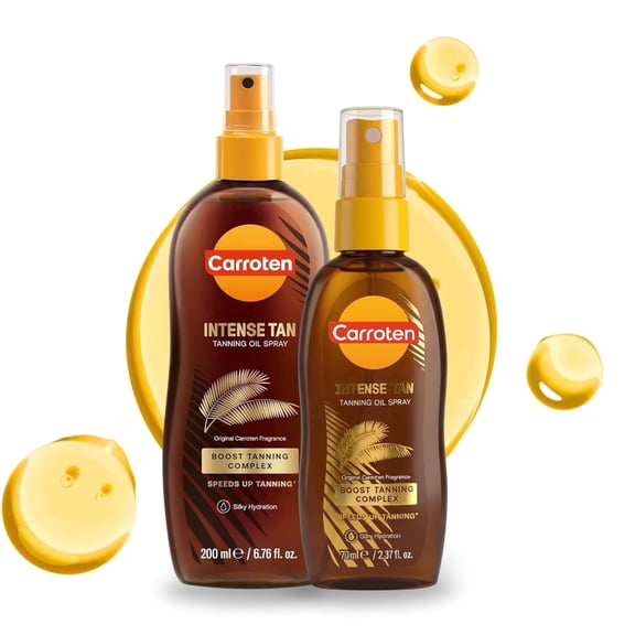 Carroten Intensive Tanning Oil Spray Set | Browning Tan Accelerator | Vitamin E Carrot & Coconut Oils | Water-Resistant, Silky Hydration | Coconut Fragrance | Made in Greece | 6.7 oz 2.3 oz