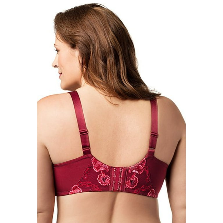 Women's Elila 2021 Glamour Satin & Embroidery Underwire Bra (Burgundy 44E)