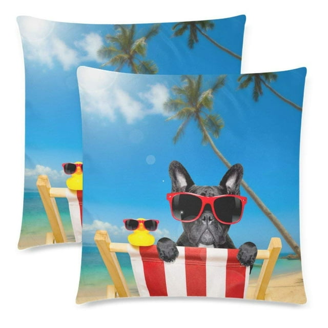 Fundas de almohada ABPHQTO Perro Disfrutando del Sol Impresión de dos lados 45x45 cm juego de 2