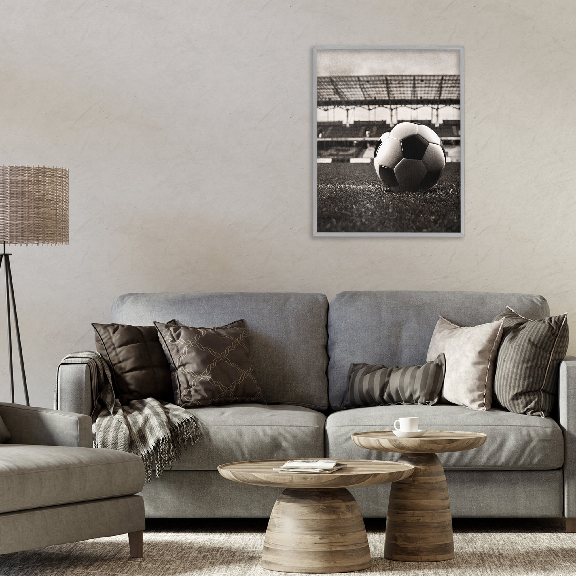 Stupell Industries Vintage Sports Soccer Gray Framed Giclee Art, design by Marcus Prime